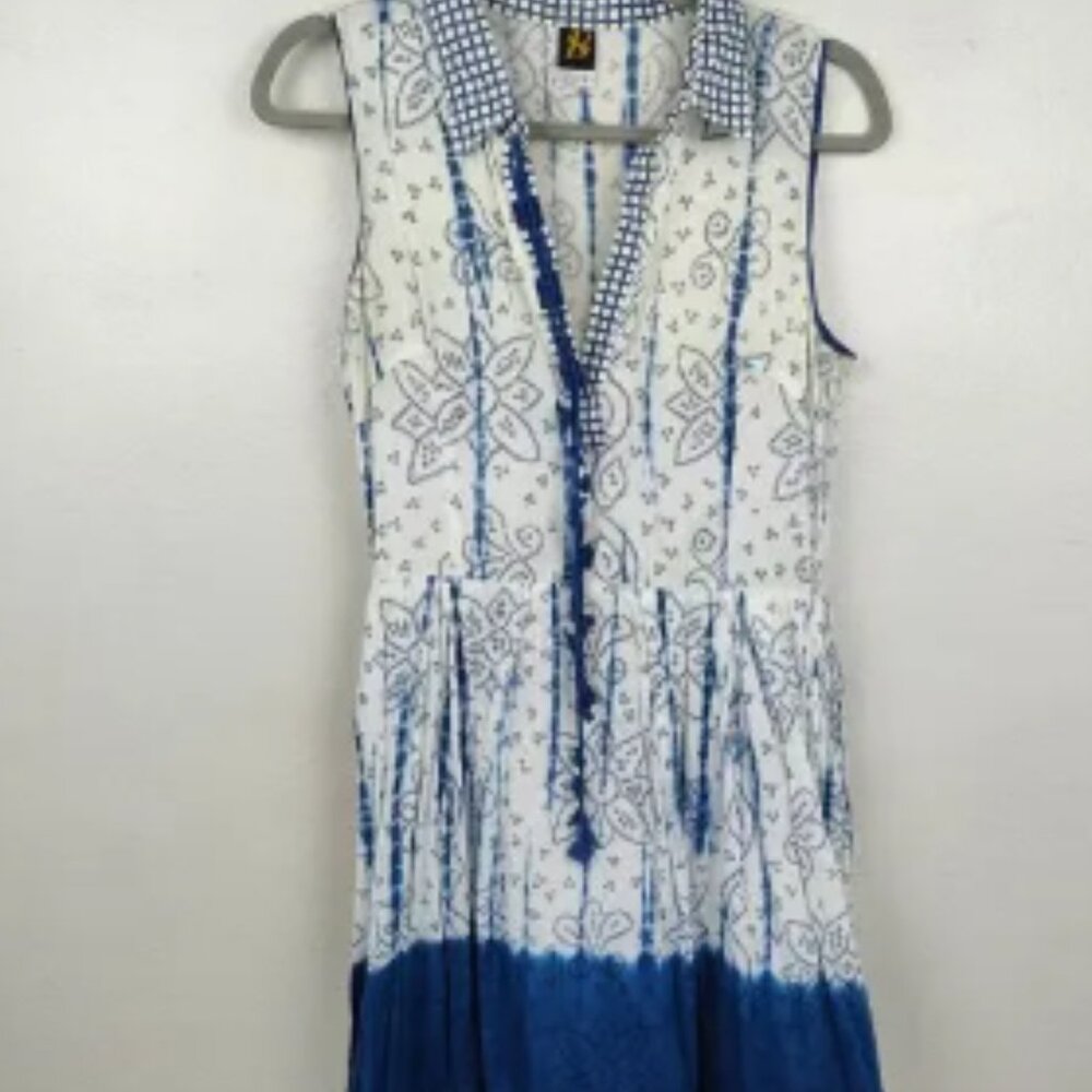 Sachin + Babi Dress Womens 2 White Blue Floral Bohemian Lightweight Beachy Tunic